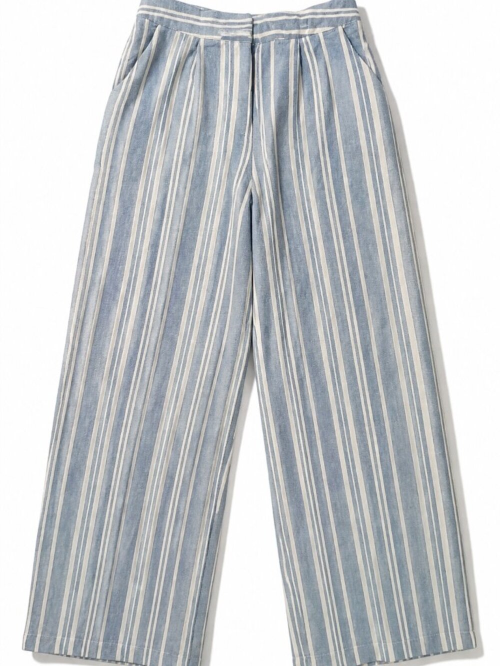 The Edit by Seventeen Striped Wide‑Leg Pants – Blue/White – Size 3